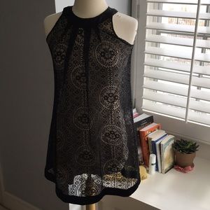 Floral black lace layered dress